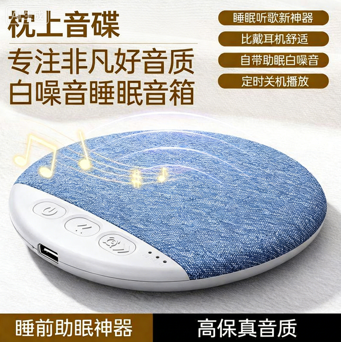 枕上音碟听歌神器Q1超薄助眠蓝牙音箱【超越耳机】高动态音质