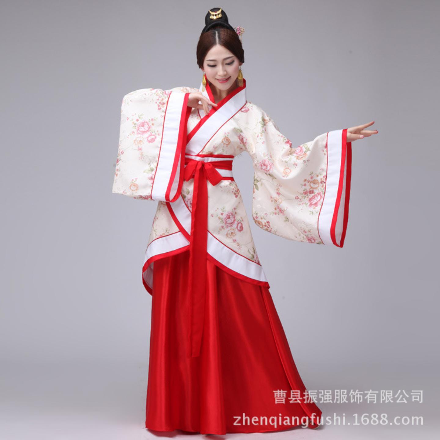 汉服女唐装曲裾中国风大袖收腰