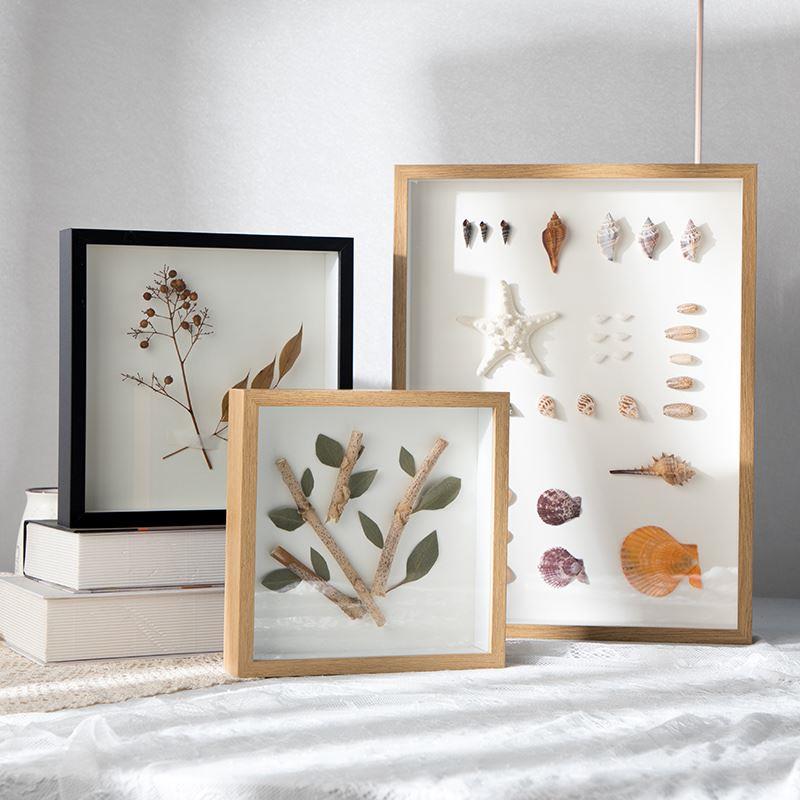 立体中空标本框diy手工相框摆台植物贝壳粘土干花保存展示画框架