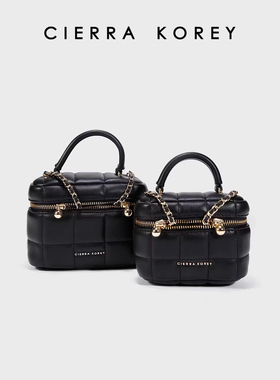 Cierra Korey官网盒子包包女2025新款格纹斜挎包小香风单肩链条包