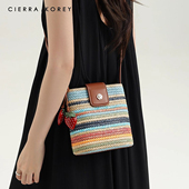 2025新款 CierraKorey官网 水桶包包女式 彩虹编织包夏天单肩斜挎包