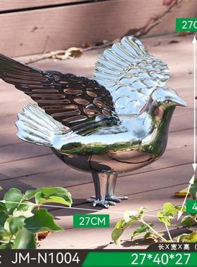 户外不锈钢镜面鸽子雕塑创意抽象海鸥小鸟售楼处草坪花园景观摆件