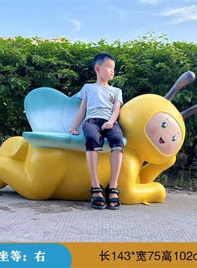 户外网红打卡玻璃钢蜜蜂雕塑园区景观小品商场美陈幼儿园卡通摆件