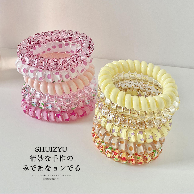 彩虹色电话线发圈女2023新款