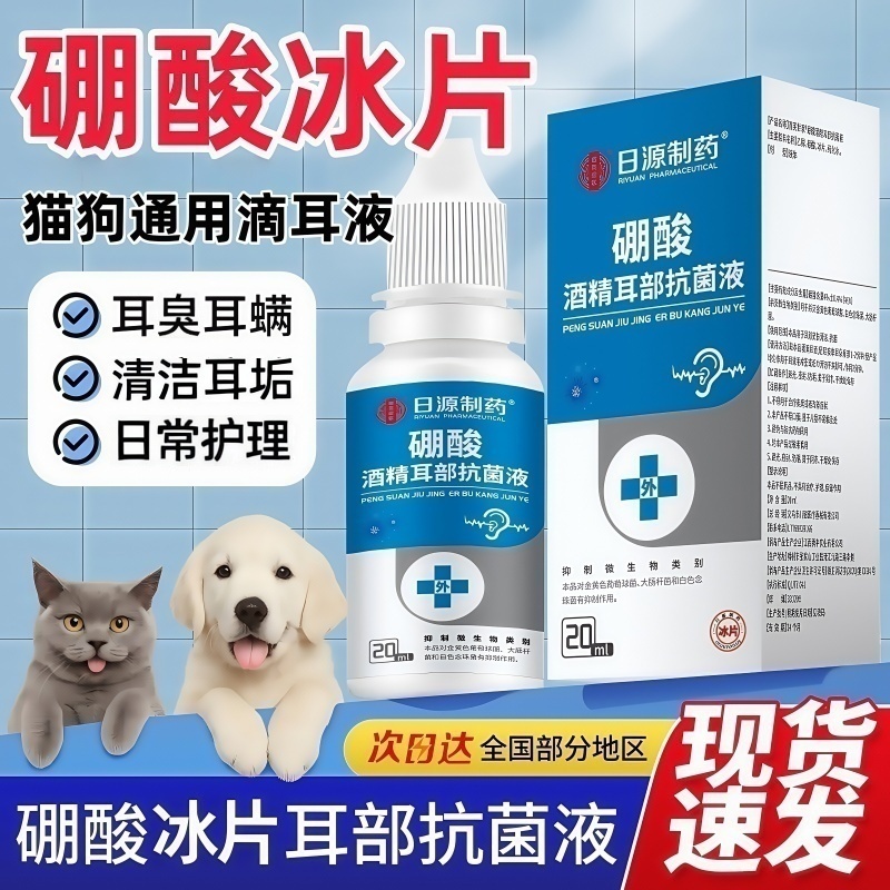 硼酸冰片滴耳液猫咪狗狗除耳螨