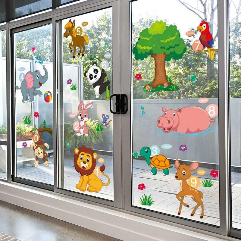 卡通玻璃贴纸幼儿园环创主题墙儿童房间教室布置装饰窗贴贴画窗花图片