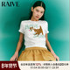 显瘦甜美短袖 T恤小猫T 夏季 ogo印花萌宠修身 明星同款 RAIVE新款