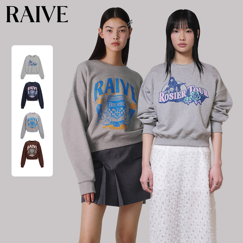 RAIVE短款复古印花卫衣