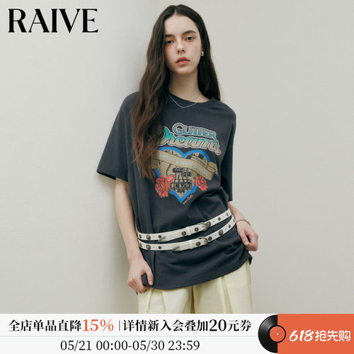 RAIVE心玫瑰浪漫氛围短袖T恤