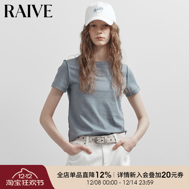 RAIVE正肩韩系打底基础款logoT恤