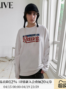 [明星同款]RAIVE2026春季宽松logo星星印花复古内搭外穿长袖T恤