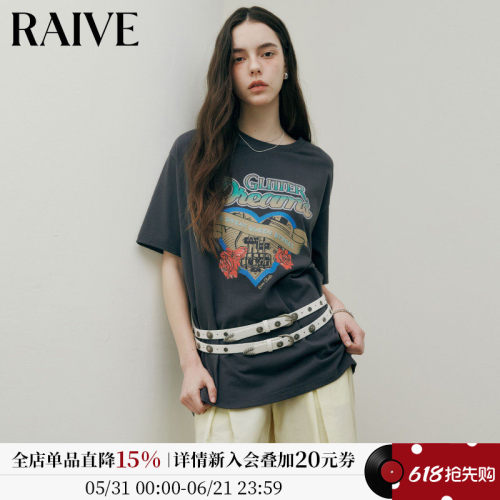 RAIVE心玫瑰浪漫氛围短袖T恤