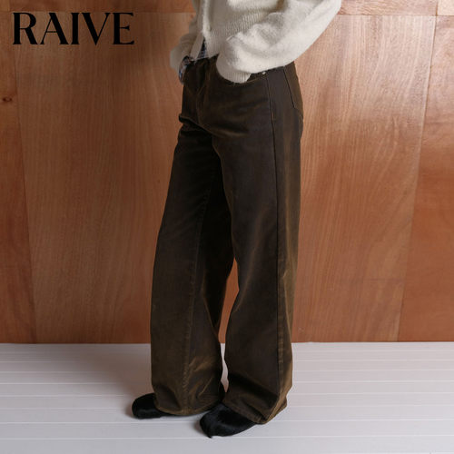 RAIVE光泽感脏脏裤显瘦牛仔裤