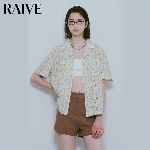 RAIVE海滩风休闲花卉短袖衬衫