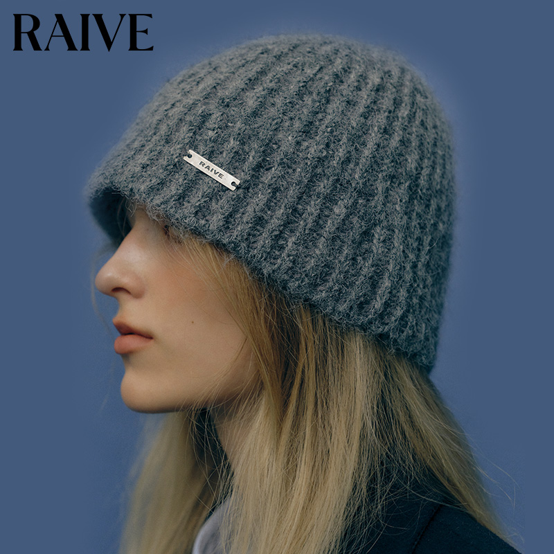 RAIVE韩系显头小黑色灰色盆帽