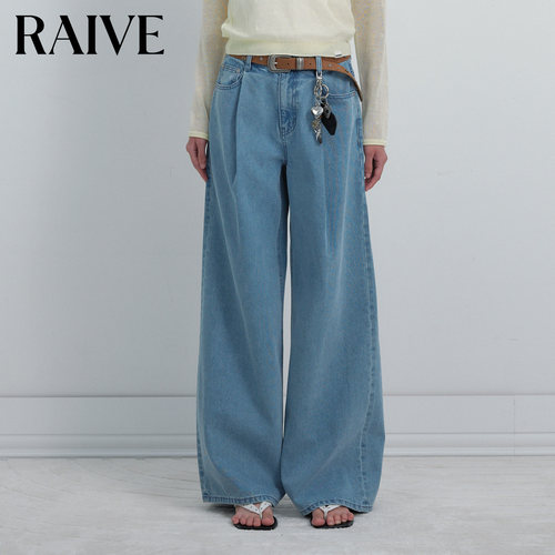 RAIVE纯色口袋直筒牛仔裤