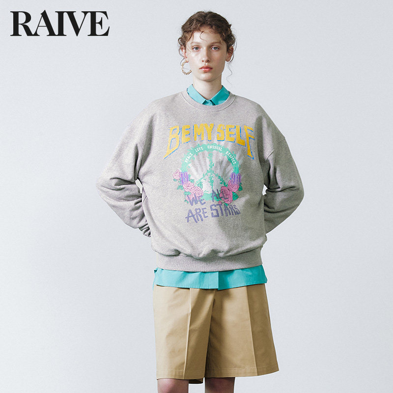 RAIVE宽松印花韩系卫衣