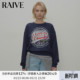 RAIVE2026春季 圆领上衣 BOHO玫瑰卫衣女宽松logo做旧效果印花短款