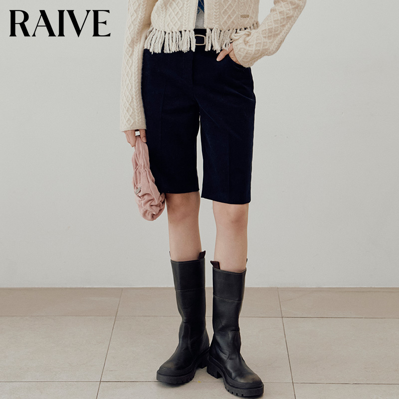 RAIVE灯芯绒直筒五分裤