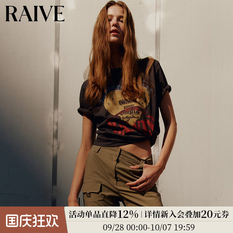 RAIVE圆领复古印花短袖T恤图片
