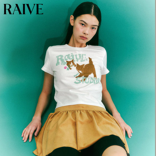 RAIVElogo印花动物图案短袖T恤