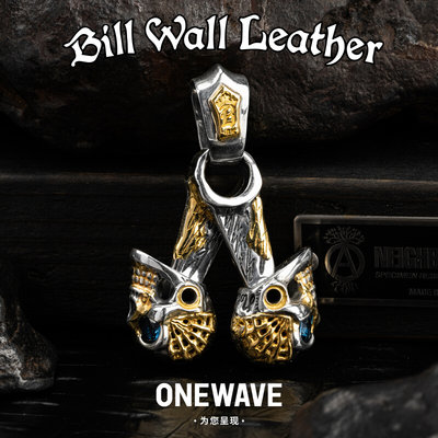 BillWallLeather18k金配件宝石眼闪电刻痕双头活塞吊坠 BWL项链