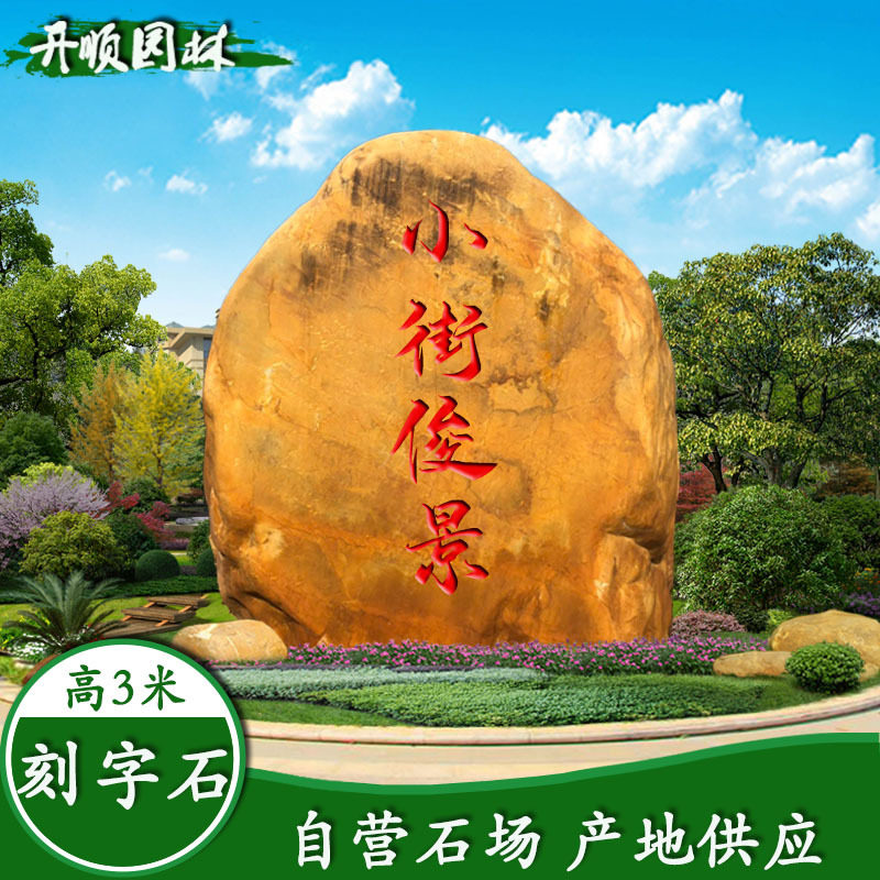 广东公园学校广场刻字石雕黄蜡石假山园景景观石绿地园林石材