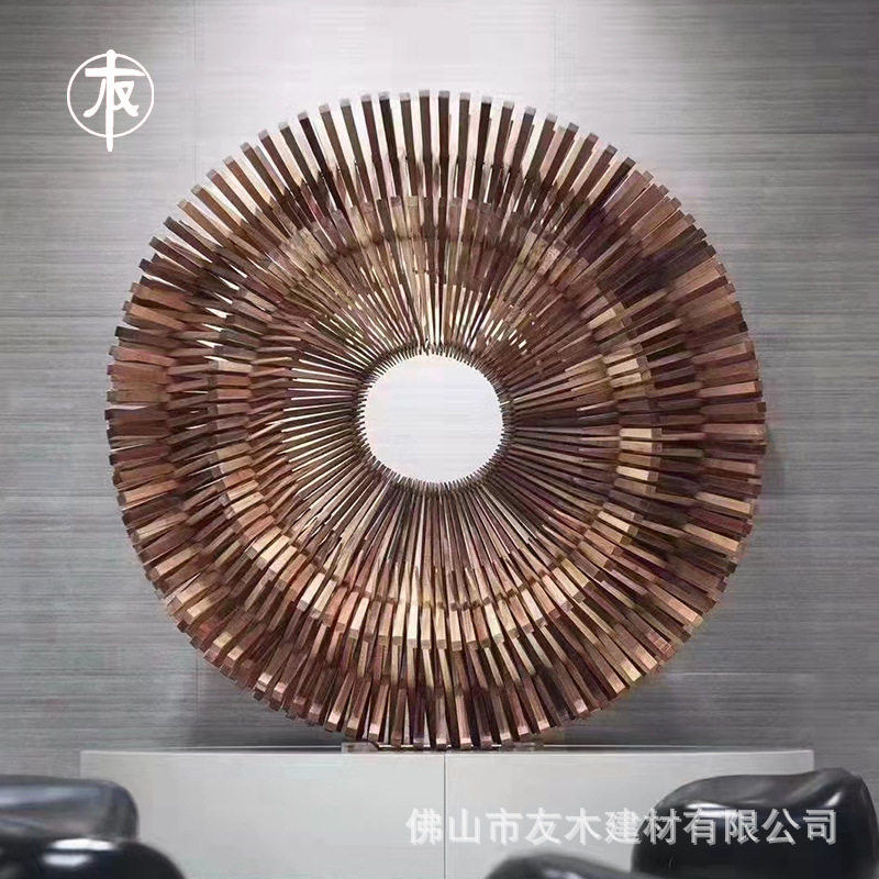 大型木艺落地创意齿轮摆件售楼处美陈装置商业空间装饰品酒店大堂