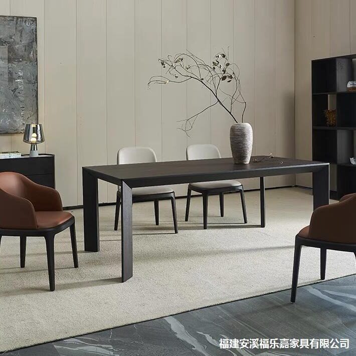 北欧全实木餐桌极简长方形会议桌设计师工作台简易长条桌创意书桌
