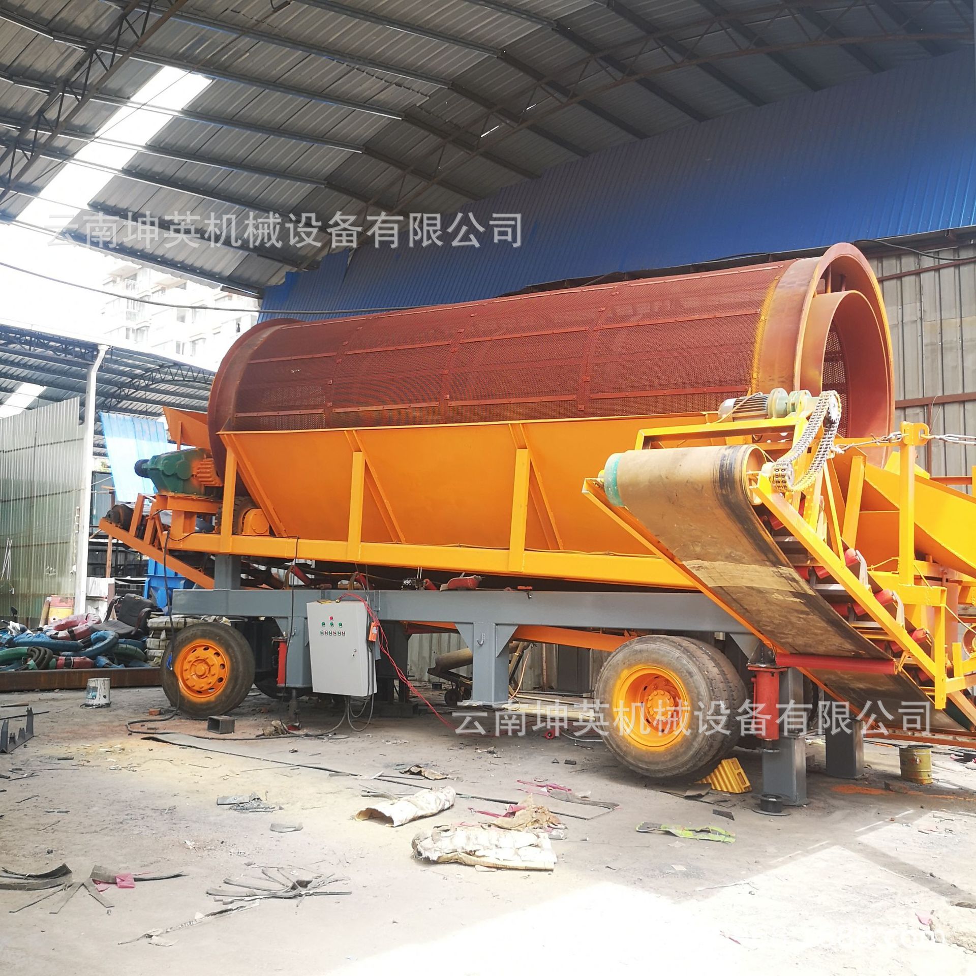 大型移动无轴滚筒筛沙机 各种规格矿山专用振动滚筒筛砂设备图片