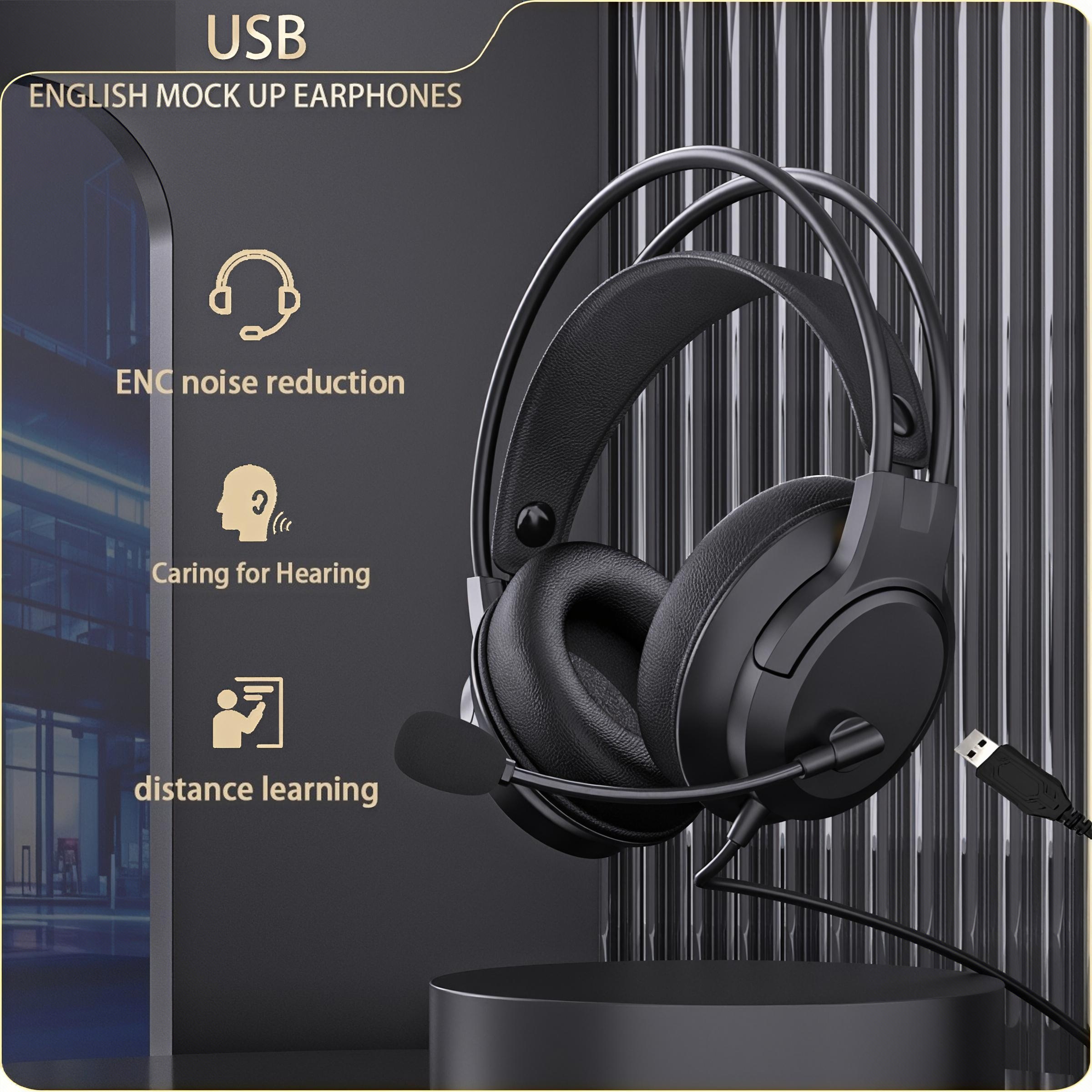 专业高考中考英语听力听说耳机 学生口语录音训练耳麦头戴电脑USB