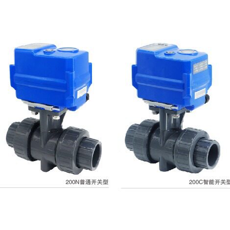 kld200小型双由令塑胶电动球阀 pvc 水处理阀阀通断螺纹