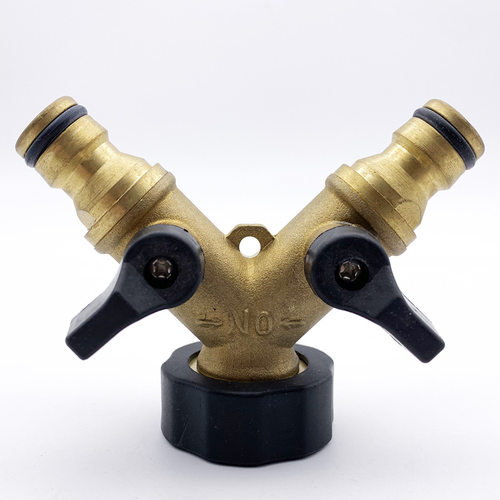 园林三通奶嘴型球阀 花园双通分水器 两通分水适配器 Y型软管接头