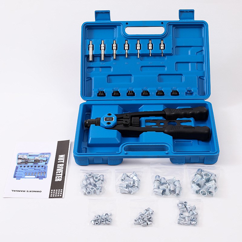 110pc手动铆钉机/铆钉枪螺母工具M3-M8螺纹螺母铆钉机铆钉套件