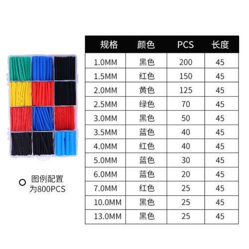 300pcs黑白热收缩管套装 3:1带胶热缩管组合 三倍热缩管组合绝缘