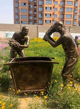 玻璃纤维农耕雕塑割稻谷收麦农活园林农耕文化彷铜户外商业街摆件