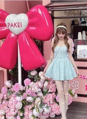 大型蝴蝶结雕塑店铺开业门头装饰品背景墙网红打卡壁挂玻璃钢摆件