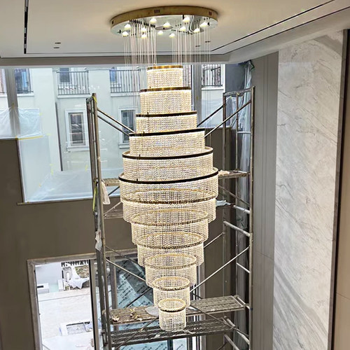 别墅楼梯间大气现代轻奢水晶吊灯