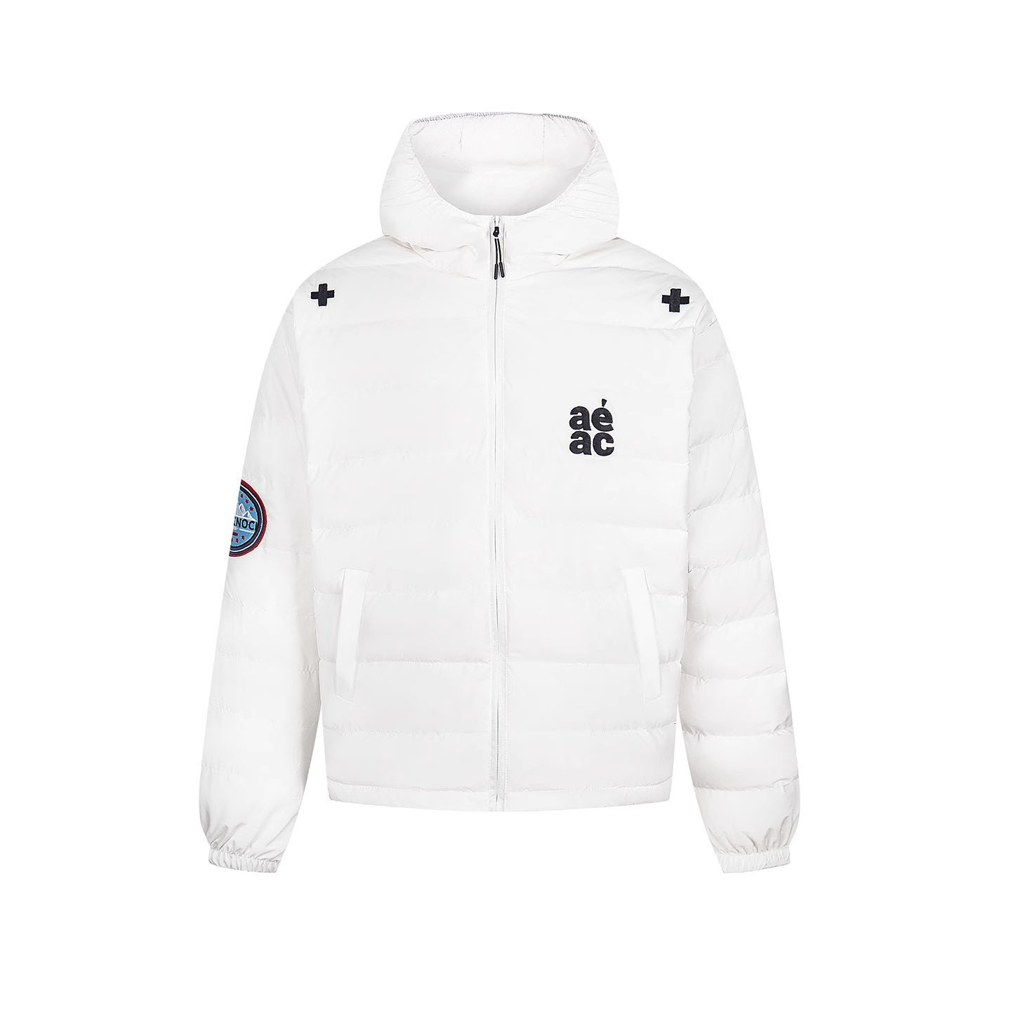 BKID 原创美式刺绣内胆外套男女白鸭绒情侣轻薄连帽排骨羽绒服