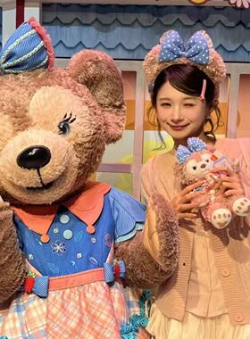 迪士尼春日雪莉玫蓝色波点蝴蝶结发箍女2025年新款可爱卡通发卡女
