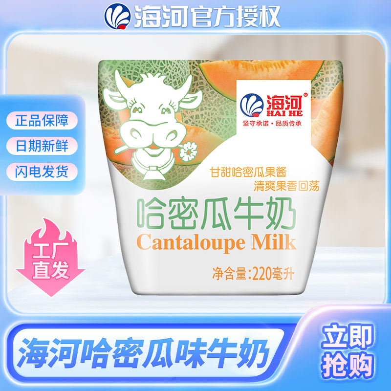海河牛奶哈密瓜奶220ml*10袋装网红儿童学生早餐奶风味调制乳新品
