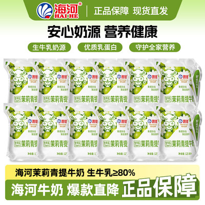 海河牛奶新品茉莉青提味12袋6种口味儿童早餐奶草莓巧克力风味奶