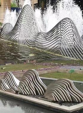 不锈钢假山摆件雕塑户外线形镂空线条装饰售楼处庭院水景景观直销