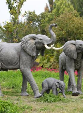 仿真大象犀牛玻璃钢大型动物雕塑户外园林景观庭院落地摆件装饰品