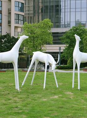 户外抽象鹿雕塑售楼部花园林房地产美陈玻璃钢动物景观鹿装饰摆件
