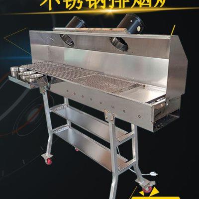 商用排烟烧烤炉大号夜市摆摊加厚移动户外烤生蚝架子不锈钢烧烤车