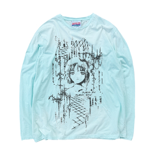 十卟SHIBU lain铃音二次元小众涩谷亚文化Y2K多巴胺长袖T恤吊染