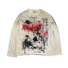 十卟SHIBU 美式嬉皮士喷色废土风punk朋克长袖手工感潮流摇滚T恤