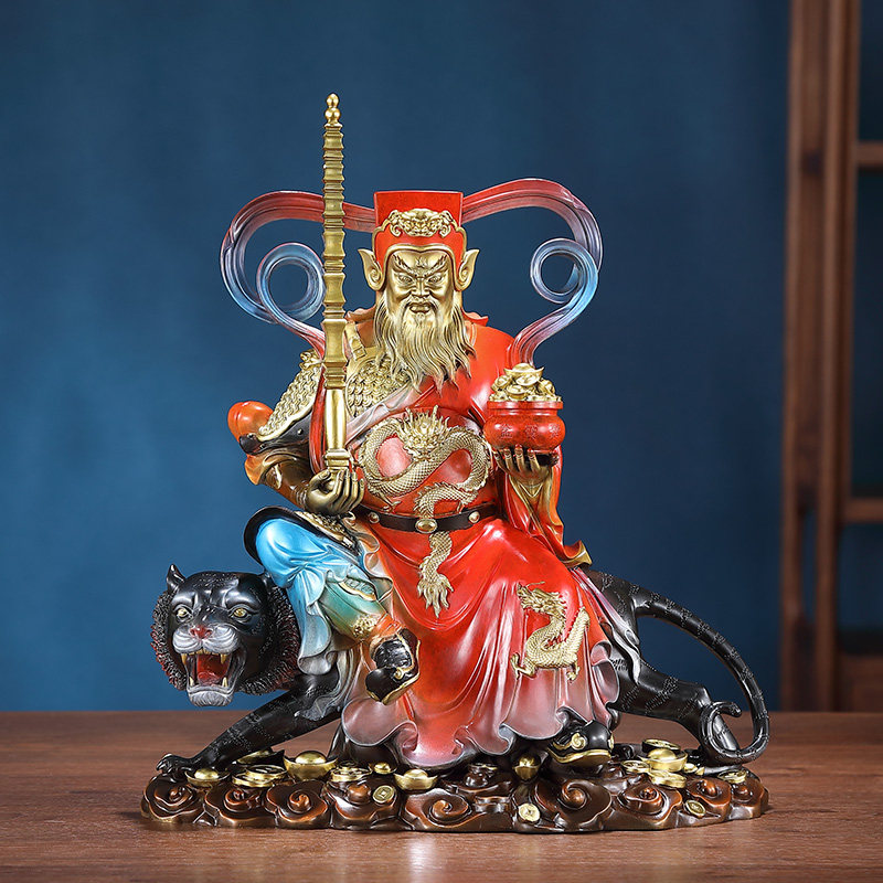 全铜武财神供奉赵公明摆件五路财神佛像赵公明财神骑黑虎开业礼品