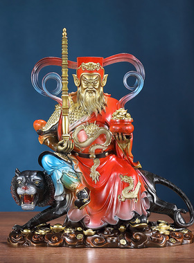 全铜武财神供奉赵公明摆件五路财神佛像赵公明财神骑黑虎开业礼品
